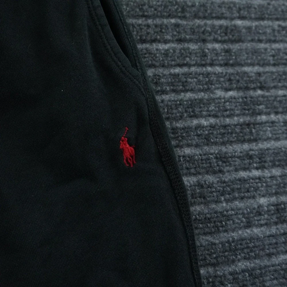Polo Ralph Lauren Joggers Mens M Black Red Pony Embroidered Tapered Sweatpants
